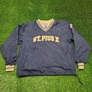 VTG 90s Champion St. Pius X Varsity Windbreaker Jacket Mens XL Oversized V-Neck